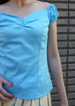 画像4: BANNED 50s WINNIE TOP BABY BLUE（50sスタイル オフショルダートップス ベイビーブルー）