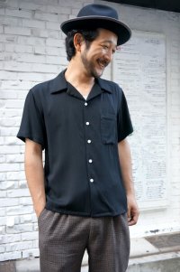 CABALLERO ORIGINAL PLAIN OPEN COLLAR SHIRT BLACK（無地 オープンカラー レーヨンシャツ ブラック）