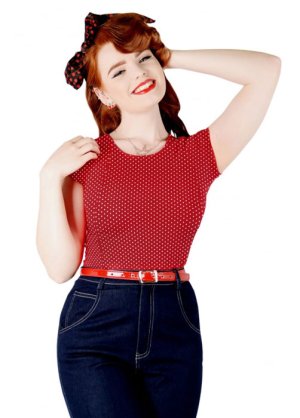 画像9: COLLECTIF ALICE MINI POLKA DOT T-SHIRT RED（コレクティフ　ミニドットTシャツ・レッド）