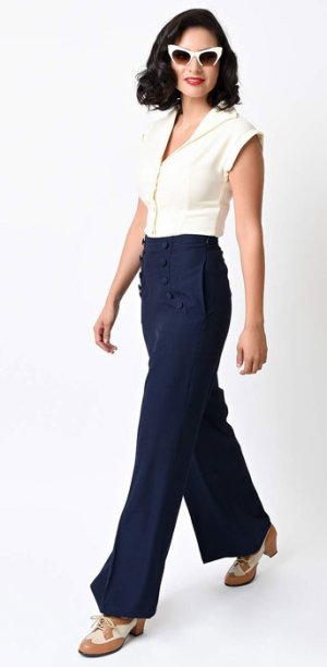 画像10: BANNED 40s SAILOR STYLE  FLARE TROUSERS（ヴィンテージセーラースタイル ハイウエスト・フレアーパンツ）