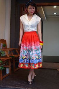 BANNED 50s STYLE PALM SPRINGS SKIRT （50s スタイル ハワイアン コットンフレアスカート）