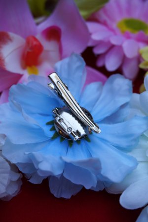 画像5: PIN-UP HAIR CLIP CARNATION BLUE（フラワーヘアクリップ・ブルー ロカビリー ピンナップ）