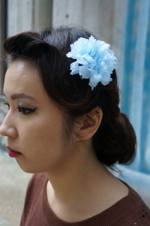 画像7: PIN-UP HAIR CLIP CARNATION BLUE（フラワーヘアクリップ・ブルー ロカビリー ピンナップ）