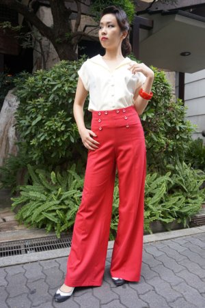 画像7: BANNED 40s SAILOR STYLE  FLARE TROUSERS　RED（40sヴィンテージスタイル セーラー フレアーパンツ）
