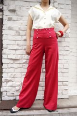 BANNED 40s SAILOR STYLE  FLARE TROUSERS　RED（40sヴィンテージスタイル セーラー フレアーパンツ）