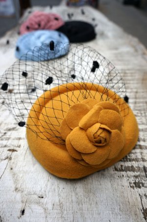 画像5: DANCING DAYS 50s MARILYN FASCINATOR （50s ビンテージタイプ ヘッドドレス/ヘッドハット・マスタードカラー）