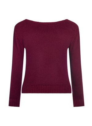 画像6: Collectif Mainline Dallas Plain Jumper Wine（コレクティフ ビンテージスタイル 3/4スリーヴニットトップス）