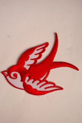 Swallow Patch Red×White（ツバメ・スワロー・スワロウ ワッペン・赤×白 ）