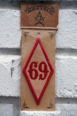 画像: 69 PATCH Rhombus RED（バイカーワッペン・ひし形ワッペン69）