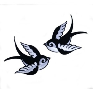 画像: TATTOO SWALLOW PATCH BLACK PAIR（スワローワッペン・ペア）