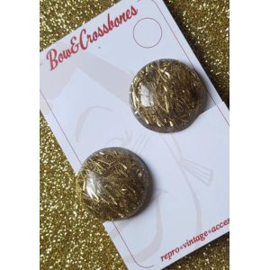 画像: Vintage Retro Lucite Confetti Dome Clip Ones Gold（1940sスタイル ヴィンテージ レトロイヤリング・ゴールド）