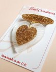 画像1: Belinda bakelite reproduction gold glitter love heart brooch（ビンテージリプロダクト 1940s ハートブローチ）