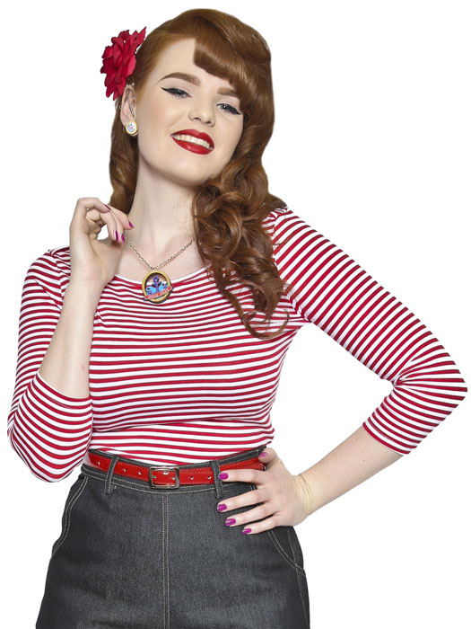 画像: COLLECTIF Martina Thin Stripe Boat Neck T-shirt （コレクティフ ボートネック ボーダー7分袖Tシャツ）